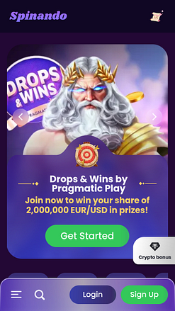 Spinando Casino Mobile Homepage