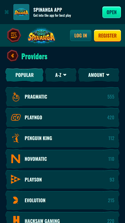 Développeurs de jeux mobiles de Spinanga Casino