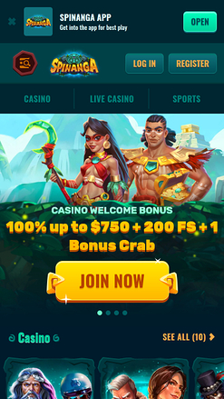 Page d'accueil mobile de Spinanga Casino