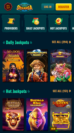 Jackpot mobile de Spinanga Casino