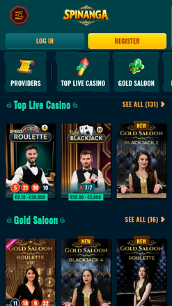 Живой дилер на мобильном устройстве в Spinanga Casino