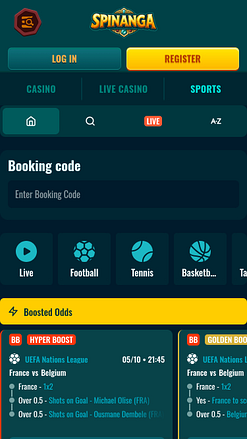 Спорт на мобильном устройстве в Spinanga Casino