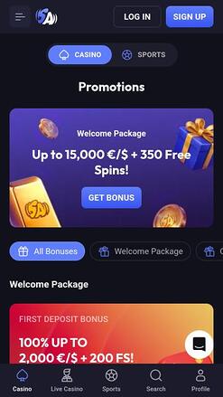 Pagina mobile delle promozioni di SpinAura Casino