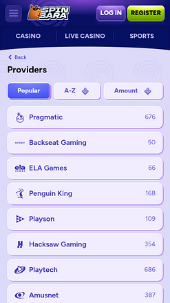 Desarrolladores de juegos móviles de Spinbara Casino