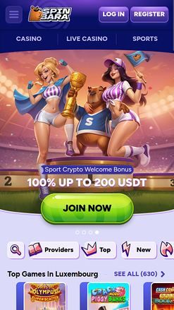 Page d'accueil mobile du casino Spinbara