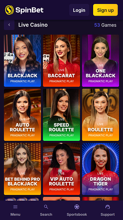 Мобильный Live-дилер Spinbet Casino