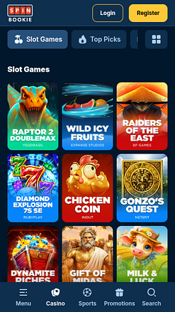 Мобильные игры казино Spinbookie
