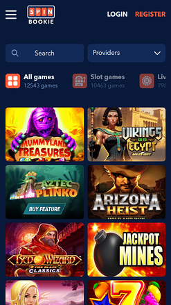 Juegos móviles de Spinbookie Casino