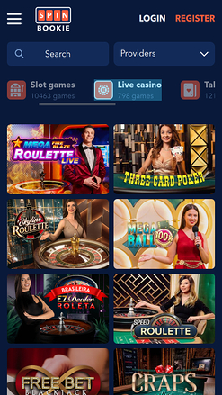 Crupier en vivo móvil de Spinbookie Casino