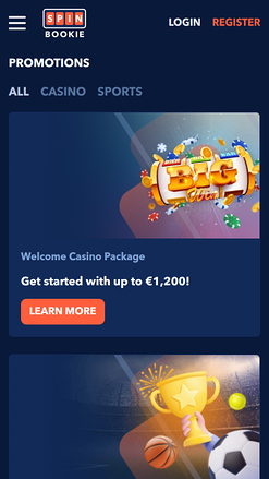 Promociones móviles de Spinbookie Casino