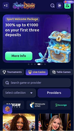 SpinDjinn Casino Mobile Live Dealer