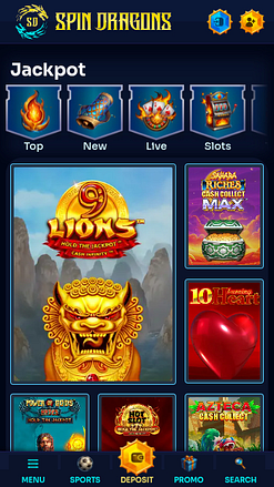 Jackpot mobile du casino SpinDragons