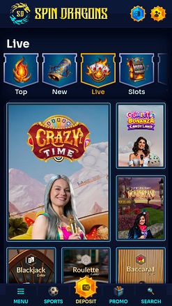 Croupier en direct sur mobile de SpinDragons Casino