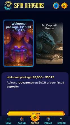 Promotions mobiles du casino SpinDragons