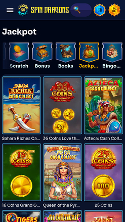 Jackpot del casinò SpinDragons per dispositivi mobili