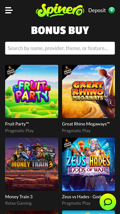 Spinero Casino mobile Bonuskauf