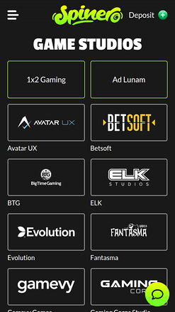 Spinero Casino mobile Spielentwickler
