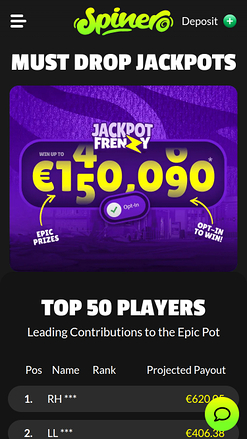 Spinero Casino mobile Jackpot