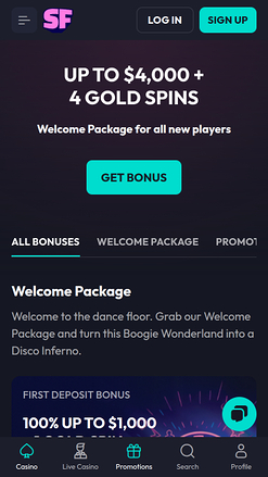 Promotions mobiles du casino Spinfever