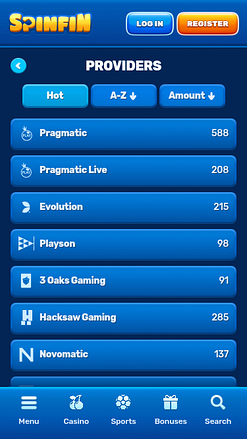 Spinfin Casino Mobile Game Developers