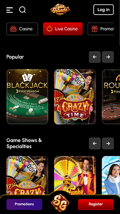 Captura de pantalla de los crupieres en vivo de Spingrande Casino para móviles