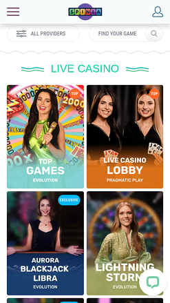Casino mobile Spinia avec croupier en direct