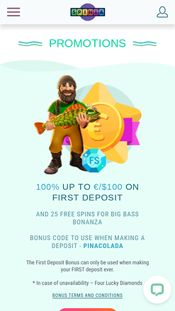 Promotions mobiles du casino Spinia