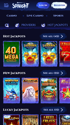 Jackpot mobile du casino Spinight