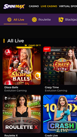 Spinimax Casino Mobile Live Dealer