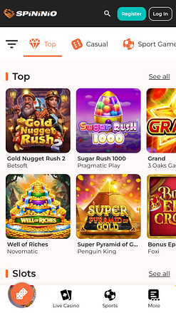 Spininio Casino Mobile Games