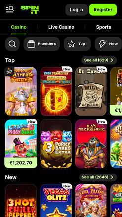 Jeux mobiles de casino Spinit.com
