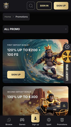 SpinKong Casino promotions mobile page