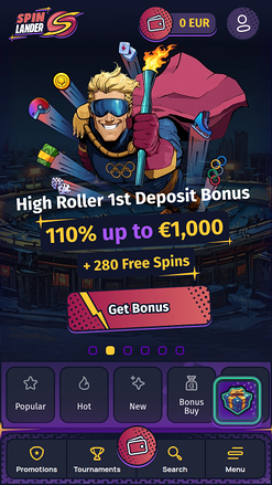 Page d'accueil mobile de Spinlander Casino