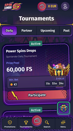 Tournois mobiles de Spinlander Casino