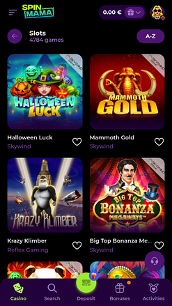 Jeux mobiles de casino Spinmama