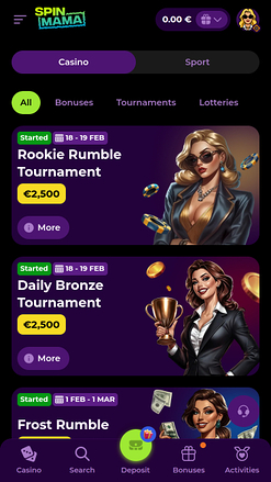 Promotions mobiles du casino Spinmama