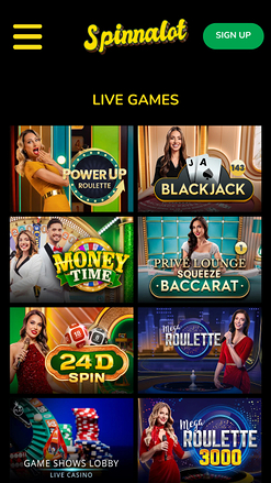 Spinnalot Casino Mobile Live Dealer
