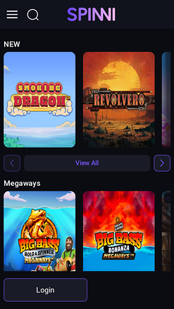 Page d'accueil mobile de Spin Casino
