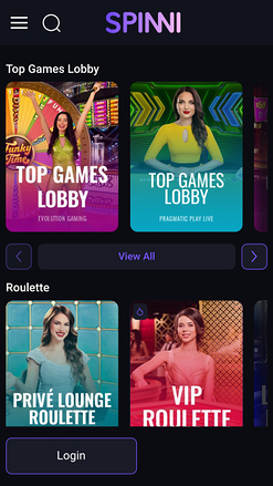 Spinni Casino avec croupier en direct mobile