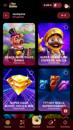 Jackpot móvil de Spinogambino