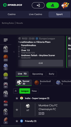 Spinoloco Casino Mobile Sports