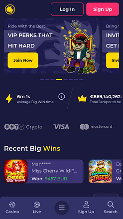 Página de inicio móvil del casino Spinorhino
