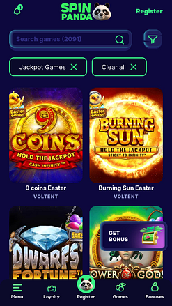 SpinPanda Casino Mobile Jackpot