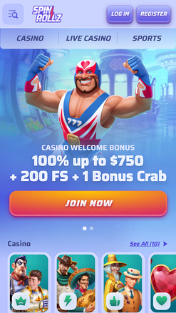 Page d'accueil mobile du casino Spinrollz