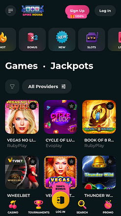 Jackpot móvil de Spins House Casino