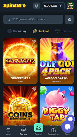 Spinsbro Casino Mobile Jackpot