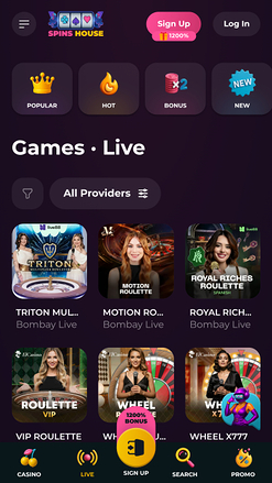 Spins House Casino Live Dealer