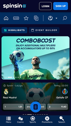 Deportes móviles del casino Spinsino