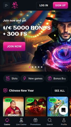 SpinsUp Casino Mobile Homepage