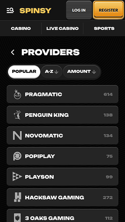 Spinsy Casino Mobile Game Developers